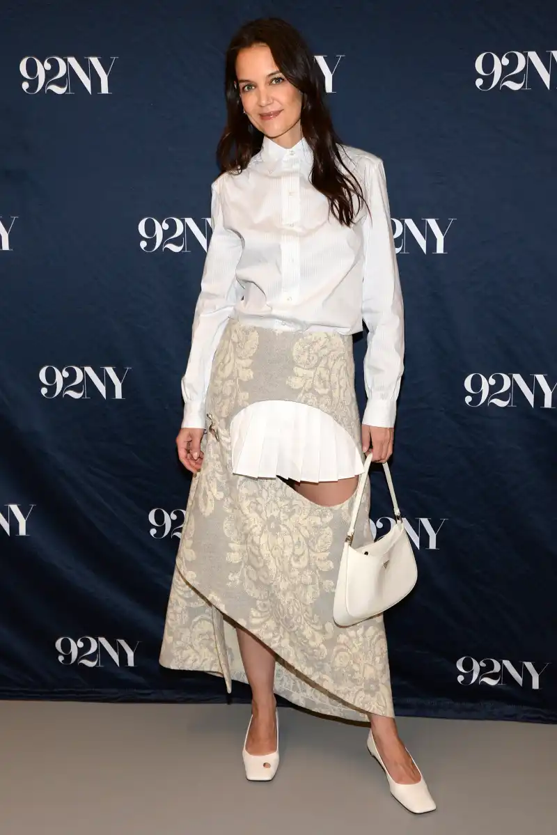 Katie Holmes Wears Skirt Over Dress