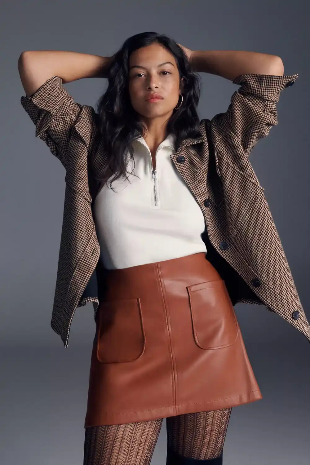 Maeve Faux Leather A-Line Mini Skirt