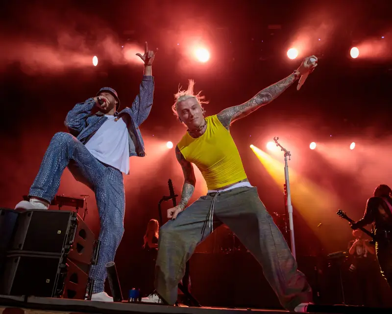 Travis Kelce Joins Machine Gun Kelly on Stage During 'Kelce Jam': See Photos From Their Duet