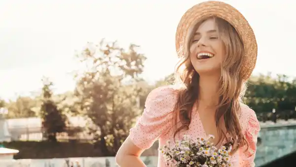 Woman-Wearing-Spring-Dress-Stock-Photo