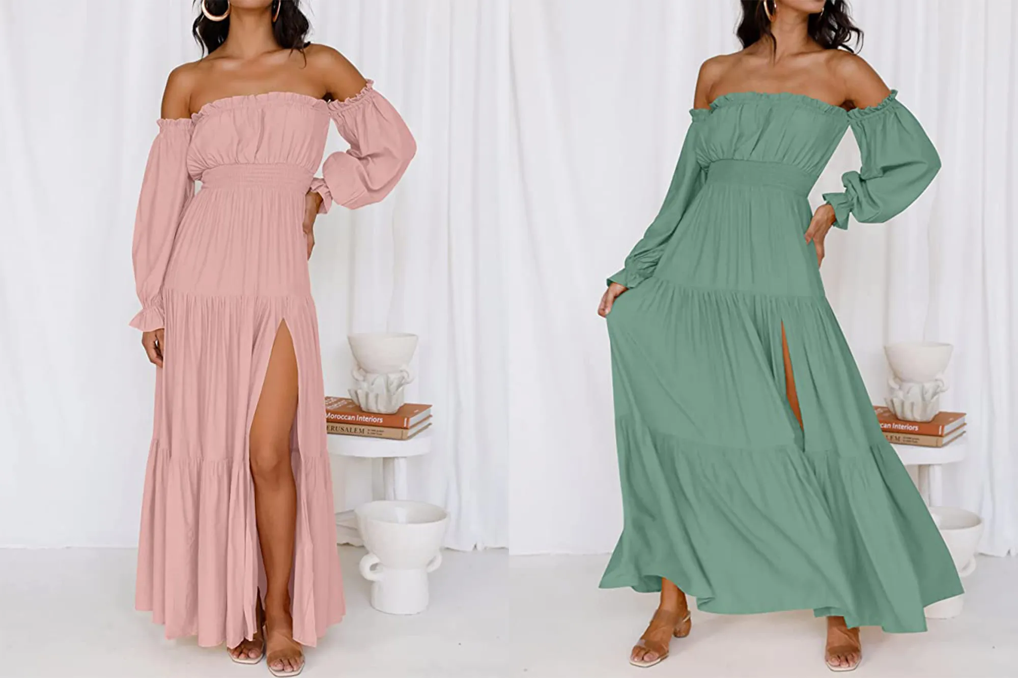ZESICA Women's Boho Off Shoulder Maxi Dress