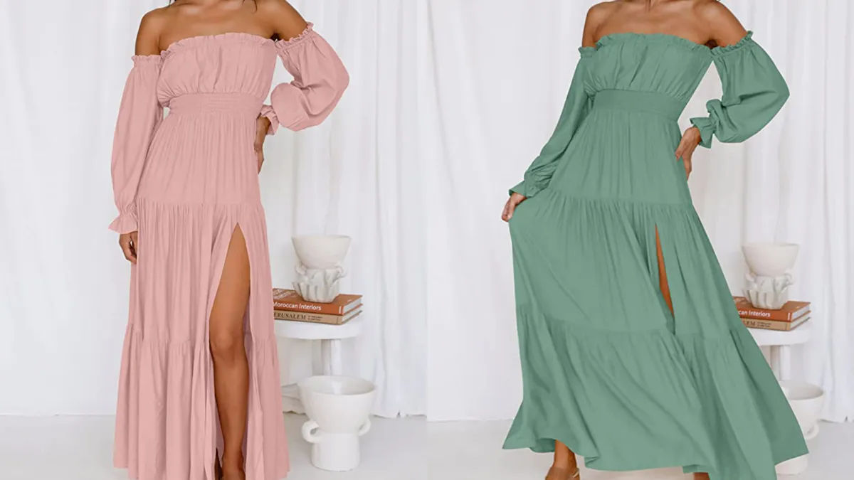 ZESICA Women's Boho Off Shoulder Maxi Dress