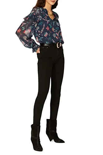 Derek Lam Collective Rent the Runway Pre-Loved Blue Floral Ruffle Blouse, Blue, 42