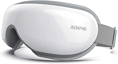 RENPHO Eye Massager with Heat, Bluetooth Music Heated Eye Mask Eyeris 1 Massager for Migraine, Relax Eye Strain Dark Circle Eye Bags Dry Eye, White