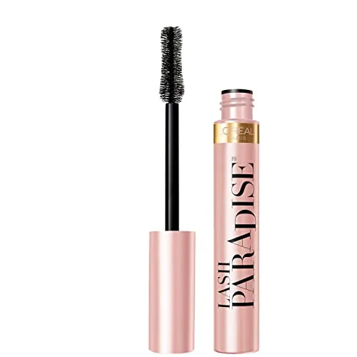 L'Oreal Paris Voluminous Makeup Lash Paradise Mascara, Voluptuous Volume, Intense Length, Feathery Soft Full Lashes, No Flaking, No Smudging, No Clumping, Blackest Black, 1 Count, Packaging May Vary