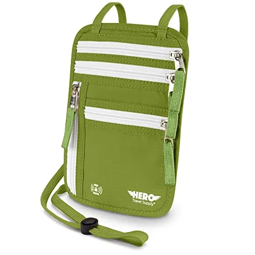 HERO Neck Wallet &ndash; RFID Blocking Passport Holder &ndash; Easy to Conceal Travel Pouch