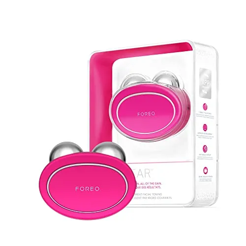 FOREO Bear Microcurrent Facial Device - Face Sculpting Tool - Instant Face Lift - Firm & Contour - Reduce Double Chin - Non-Invasive - Increases Absorption of Facial Skin Care Products - Fuchsia