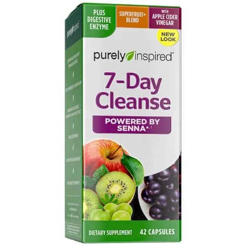 Detox Cleanse | Purely Inspired 7 Day Cleanse and Detox Pills | Acai Berry Cleanse | Whole Body Cleanse Detox for Women & Men | Body Detox with Senna Leaf & Digestive Enzymes | 42 Acai Berry Capsules