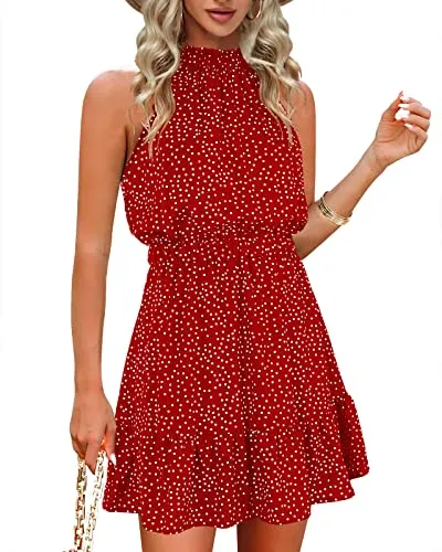 Chang Yun Boho Summer Dresses for Women Halter Wedding Guest Chiffon Sleeveless Tops Bohemian Sun Summer Outfits