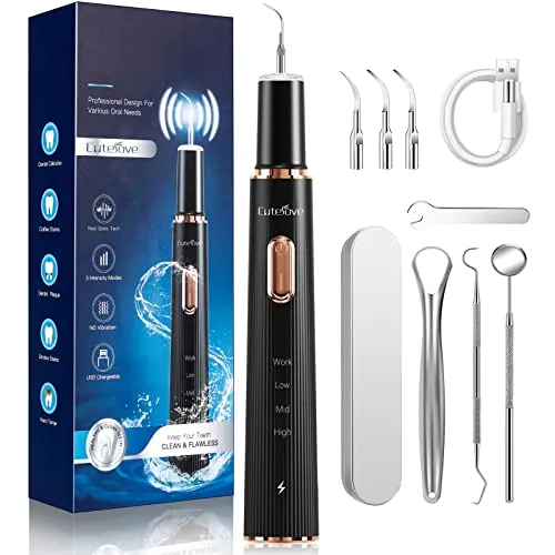 Plaque Remover for Teeth - Tartar Remover for Teeth with 3 Modes and 4 Replaceable Heads (12 PCS)