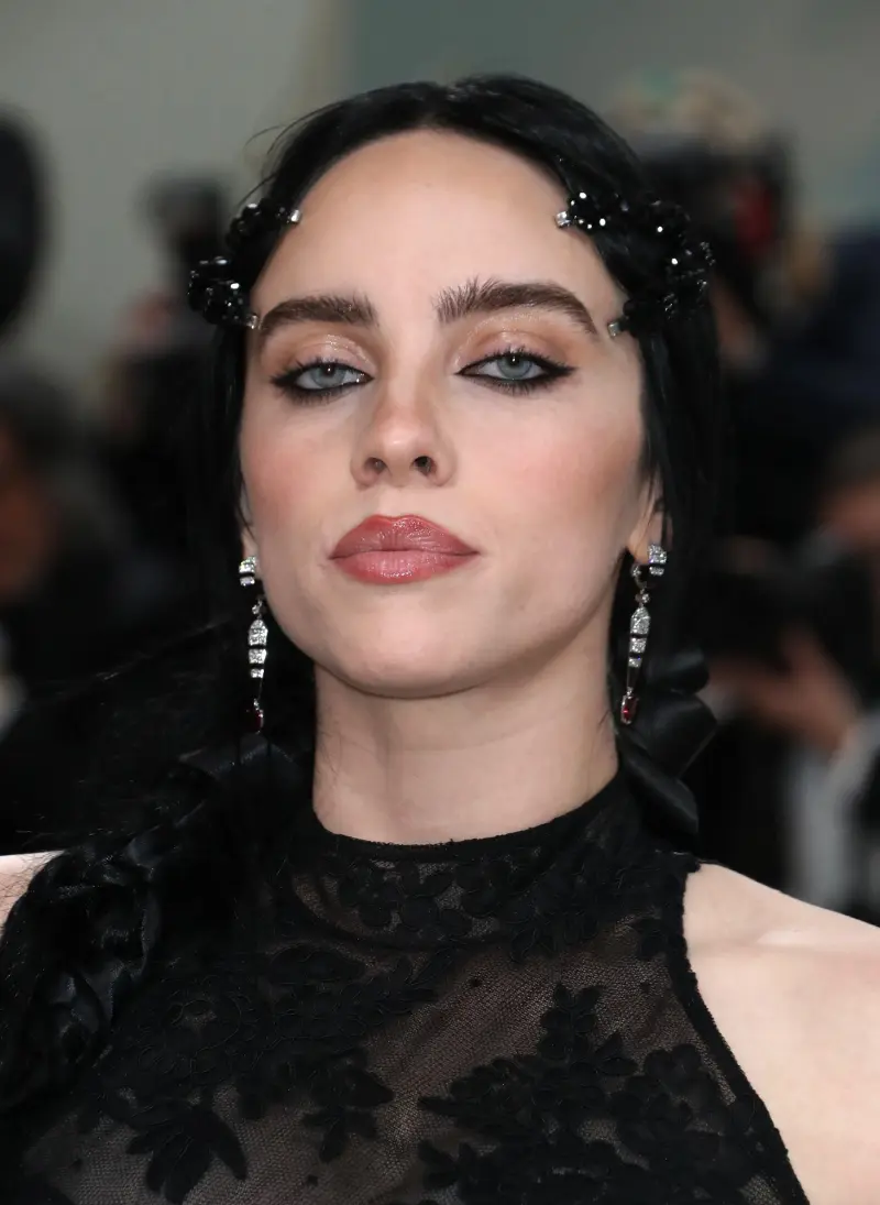 Billie Eilish Stuns at the 2023 Met Gala Red Carpet in a Sheer Black Gown: Photos