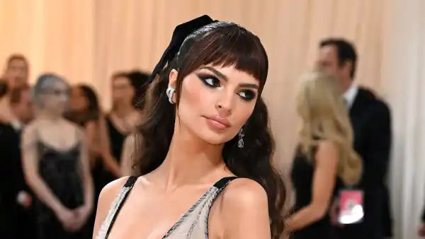 Emily Ratajkowski Stuns in Tory Burch Dress With Plunging Neckline at 2023 Met Gala