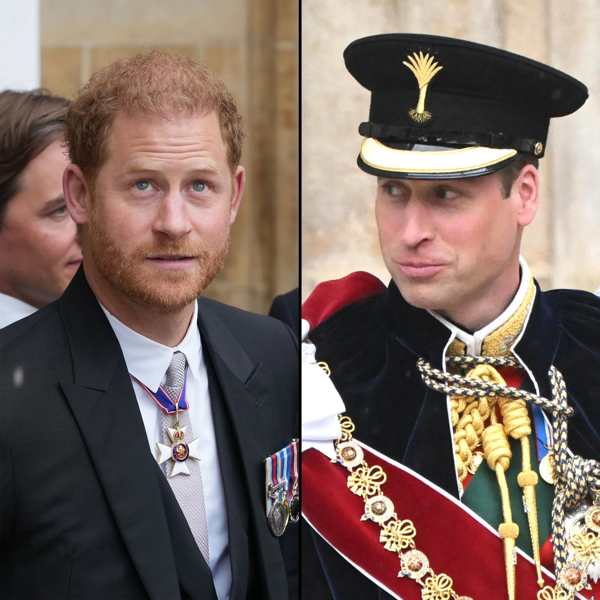 Prince Harry Glances at Prince William From 3rd Row of Coronation Service