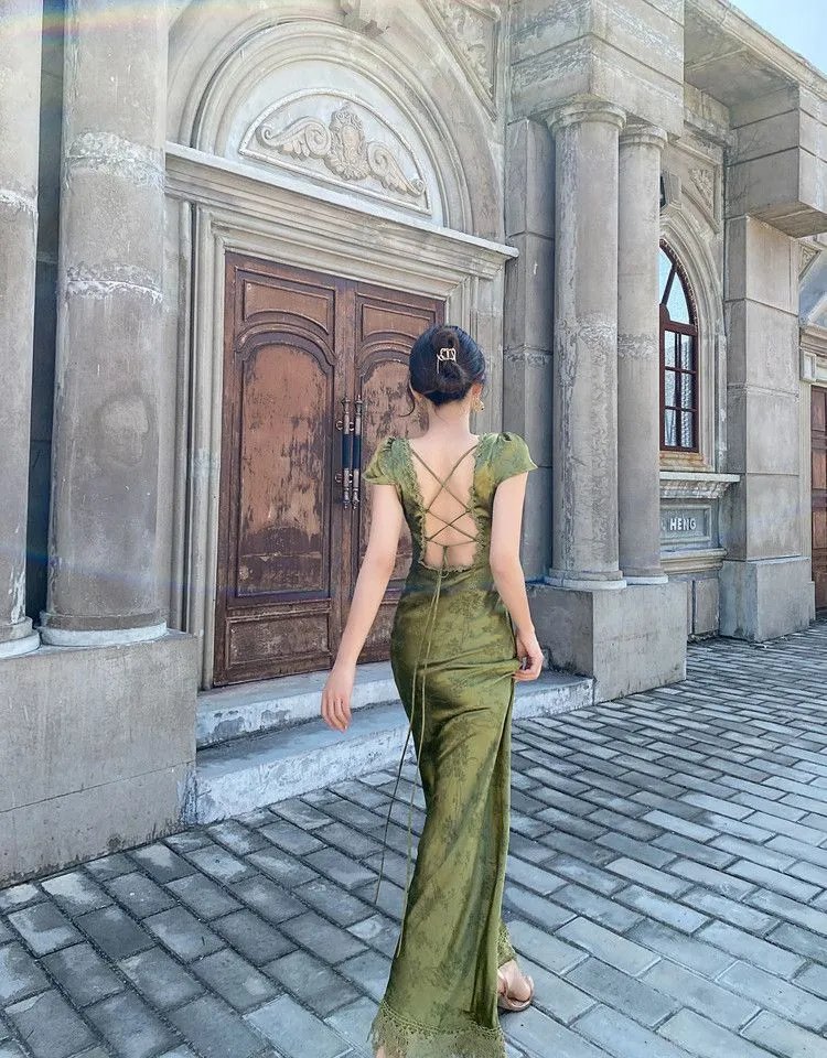 green maxi dress