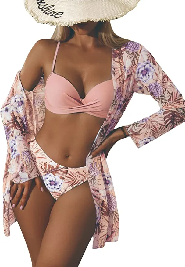 MakeMeChic Women's 3 Piece Bathing Suit