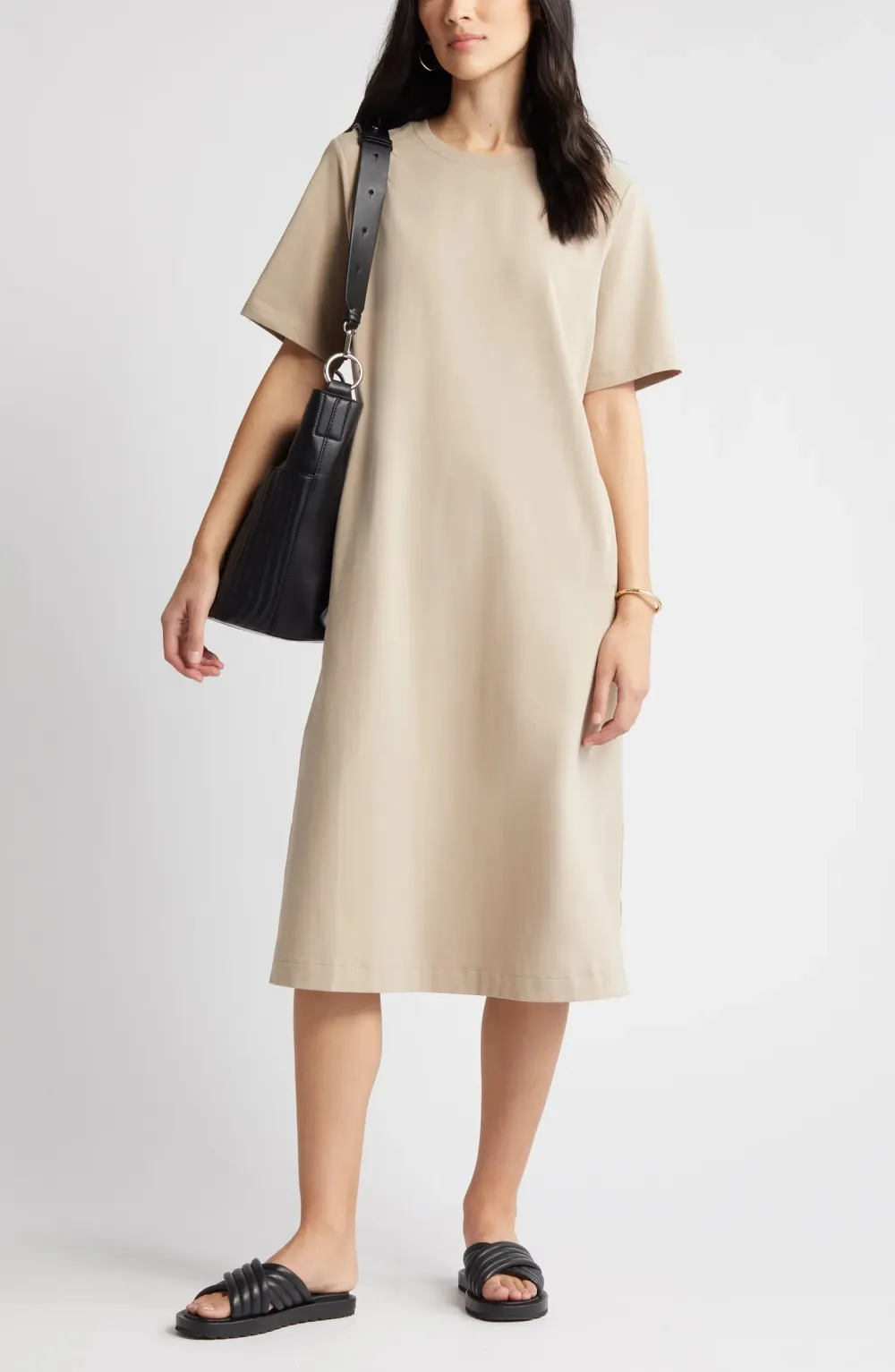 Nordstrom Stretch Cotton Midi T-Shirt Dress