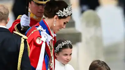 Princess Kate and Princess Charlotte Wear Matching Headpieces and Gowns