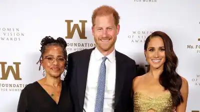 Showing Their Support Meghan Markle Stuns in a Golden Gown at the 2023 Women of Vision Awards With Husband Prince Harry and Mom Doria Ragland 13