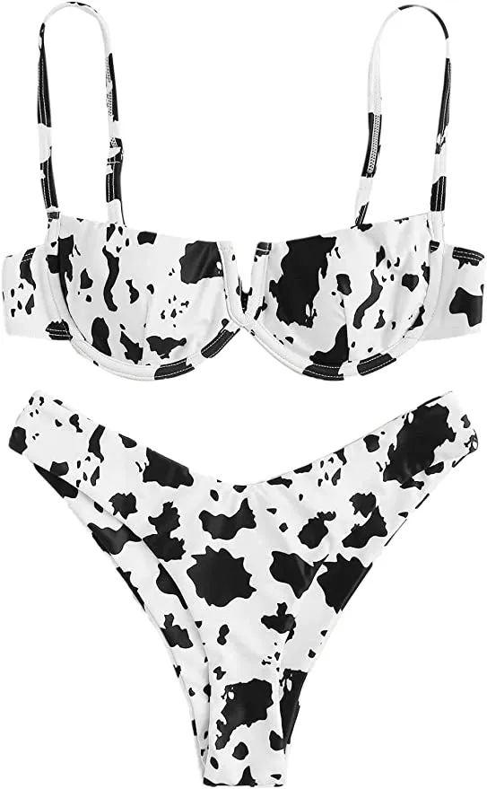 SweatyRocks Women's Sexy Bathing Suits Spaghetti Strap Floral Bikini Set