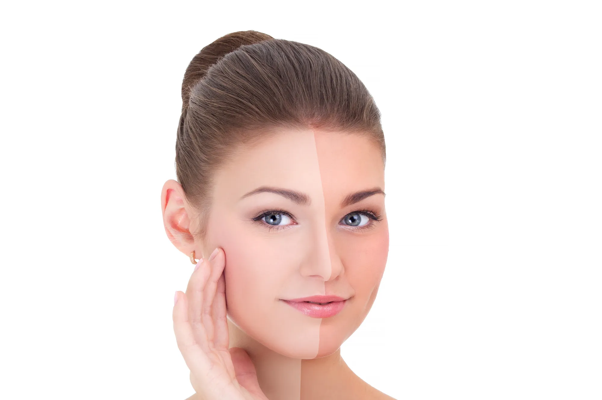 Tan-Skin-Split-Face-Stock-Photo