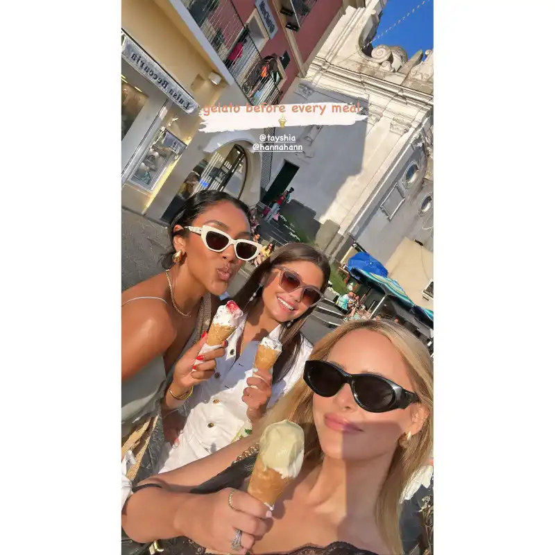 Tayshia Adams Hannah Ann Sluss and Amanda Stanton Arrive in Italy