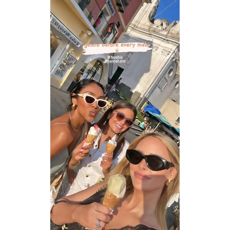 Tayshia Adams Hannah Ann Sluss and Amanda Stanton Arrive in Italy