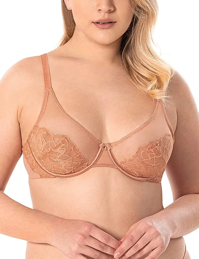 Wingslove Women's Sheer Lace Minimizer Bra