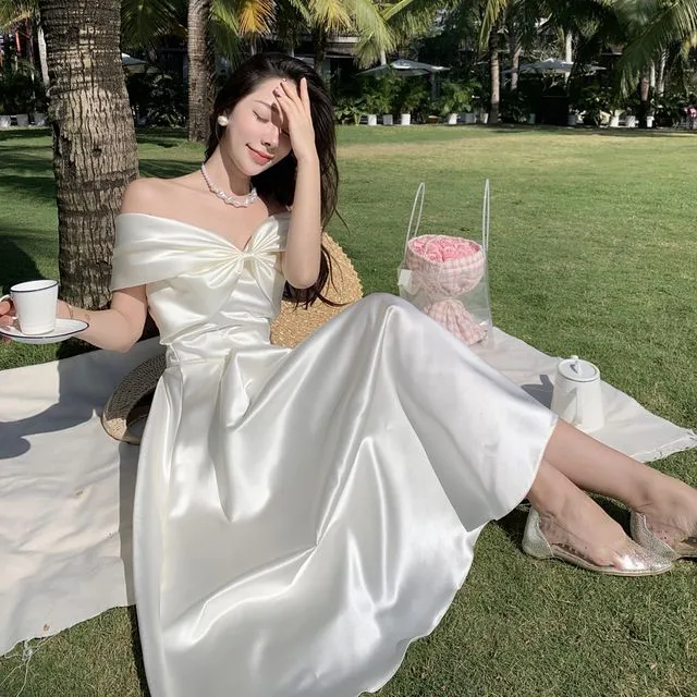 off-the-shoulder midi dress