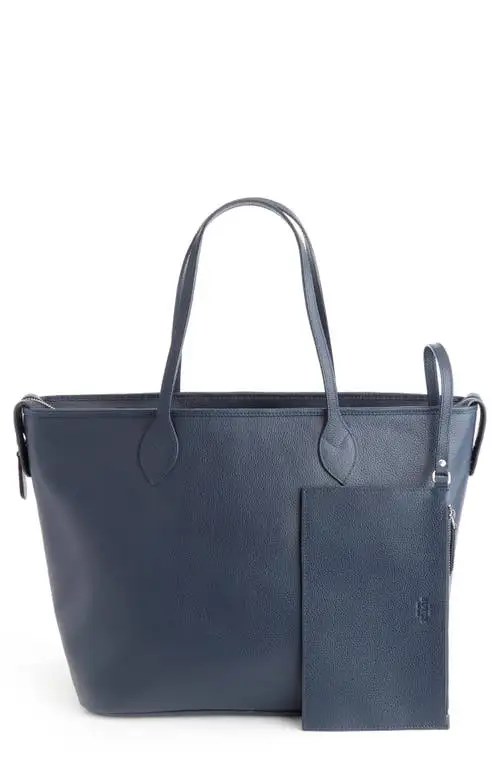 ROYCE New York Personalized Leather Tote with Wristlet in Navy Blue - Gold Foil at Nordstrom