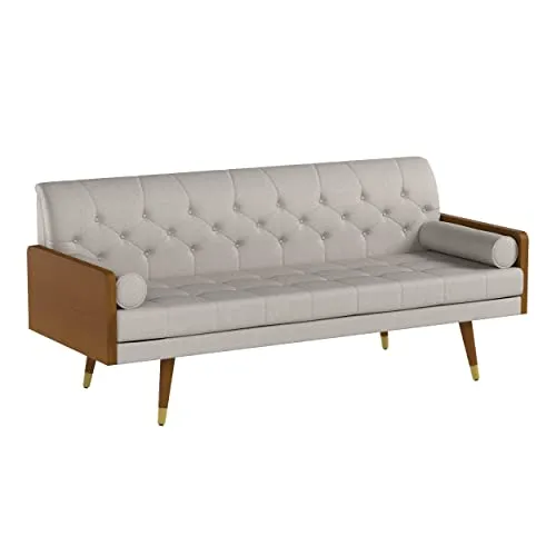 GDFStudio Christopher Knight Replica Luxury Handbag Aidan Mid Century Modern Tufted Fabric Sofa, Beige