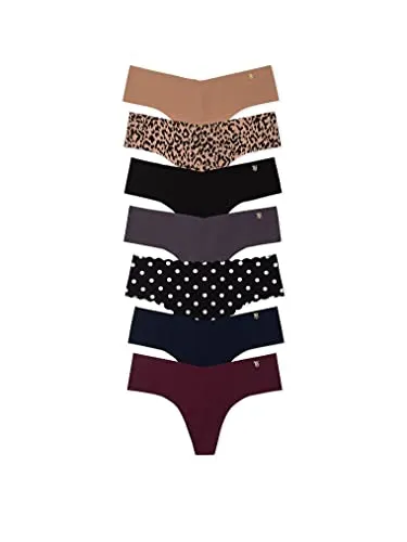 Victoria's Secret Smooth Thong Underwear, Illusion, Neutral Multi, 7 Pack, Large