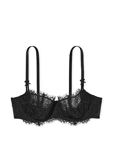 Victoria's Secret Wicked Lace Balconette Bra, Moderate Coverage, Unlined, Lace, Bras for Women, Black (32B)
