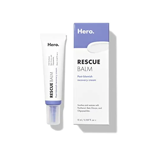 Hero Rescue Balm Post-Blemish Recovery Cream - Nourishing & Calming for Dry, Red Skin - Vegan, Dermatologist Tested (15ml, 0.5 fl. oz)