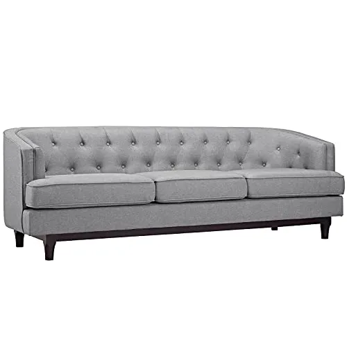 Modway Coast Fabric Upholstered Contemporary Modern Sofa, Light Gray