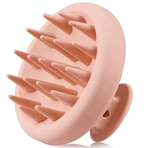 BEAUTLOHAS. Silicone Scalp Massager Shampoo Brush, Shower Scalp Scrubber with Soft Bristles, Scalp Brush for Hair Growth & Dandruff Treatment, Wet Dry Hair Massager for All Hair Types of Women (Pink)