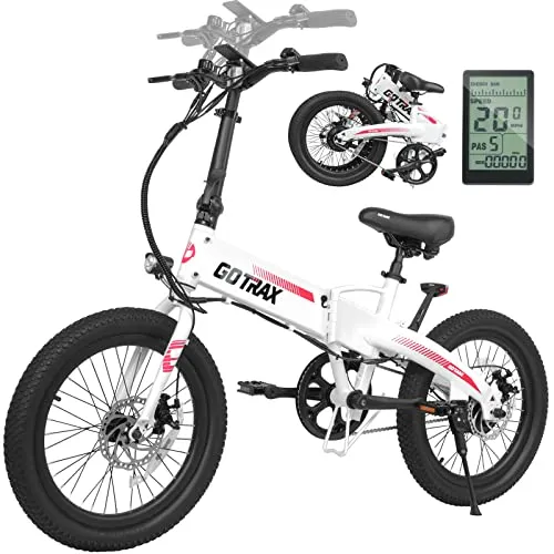 Gotrax R1 20" Folding Electric Bike for Adults, 20Mph Power by 350W, Weighs Only 45lbs, 48V Removable Battery and Smart LCD Display, 5 Pedal-Assist Levels, Suitable for Leisure Riding &Commuting White