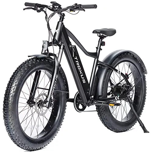 TROXUS Electric Bike for Adults, 7 Speed 26" x 4'' Fat Tire Mountain E-Bike with 750W Powerful Rear Hub Motor and Disc Brakes, Extra Long Range E-Bicycle with 48V 16A Battery