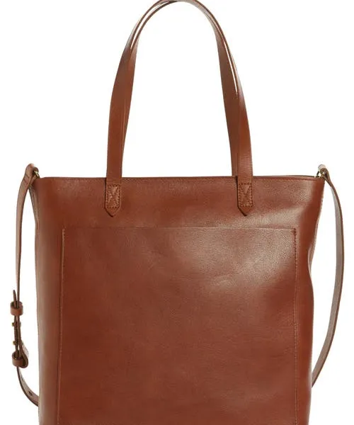 Madewell The Zip-Top Medium Transport Leather Tote in English Saddle at Nordstrom