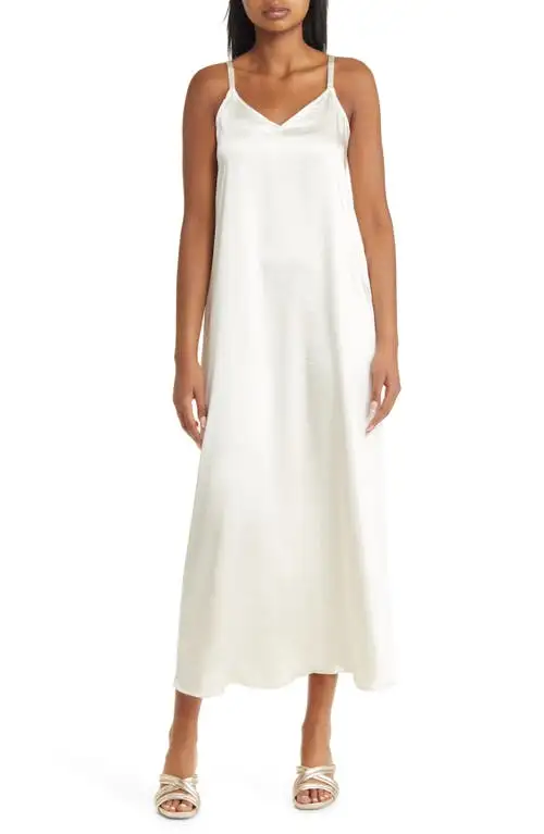 Vince Camuto Satin Maxi Dress in Birch at Nordstrom, Size X-Small