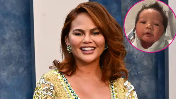 Chrissy Teigen Shows Off Newborn Son Wren's Outrageous Hair: 'Simple Plan Is Shaking'