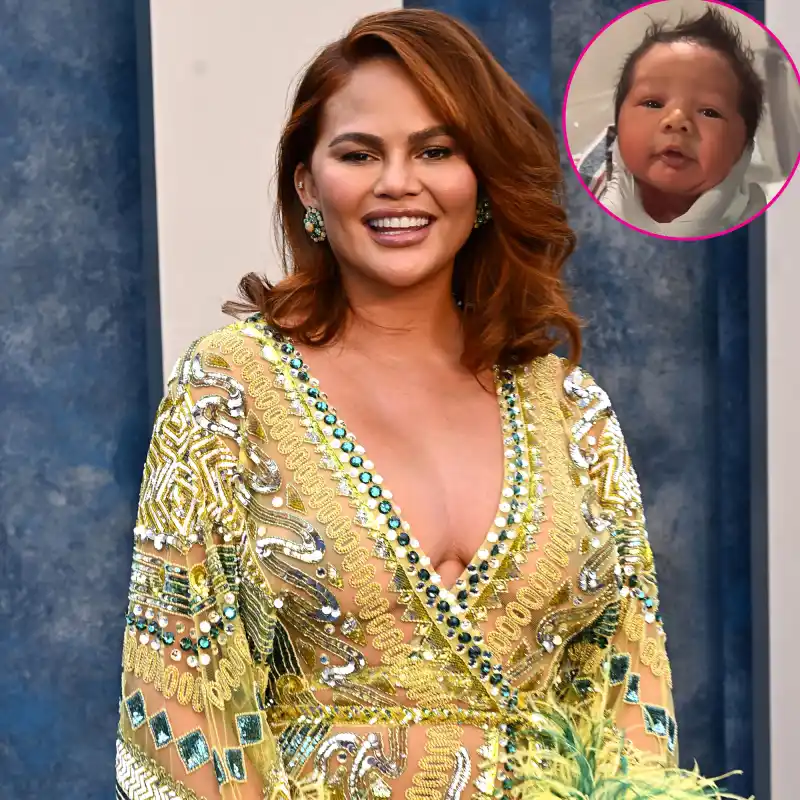 Chrissy Teigen Shows Off Newborn Son Wren's Outrageous Hair: 'Simple Plan Is Shaking'