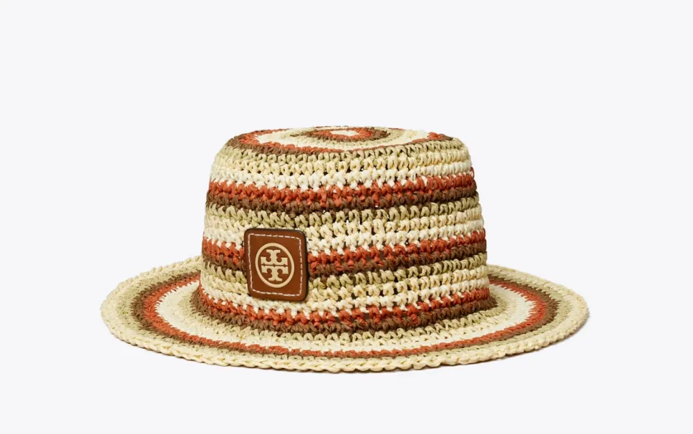 Striped Raffia Bucket Hat