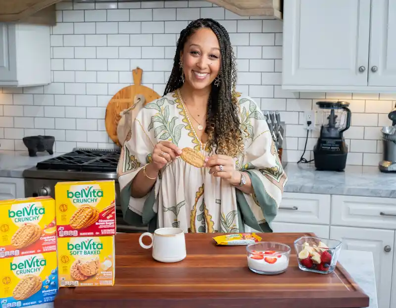 Tamera Mowry-Housley starts her morning with belVita Breakfast Biscuits and coffee