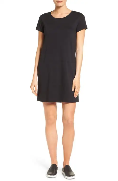 caslon(r) Knit Shift Dress in Black at Nordstrom, Size Large