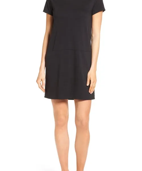 caslon(r) Knit Shift Dress in Black at Nordstrom, Size Large