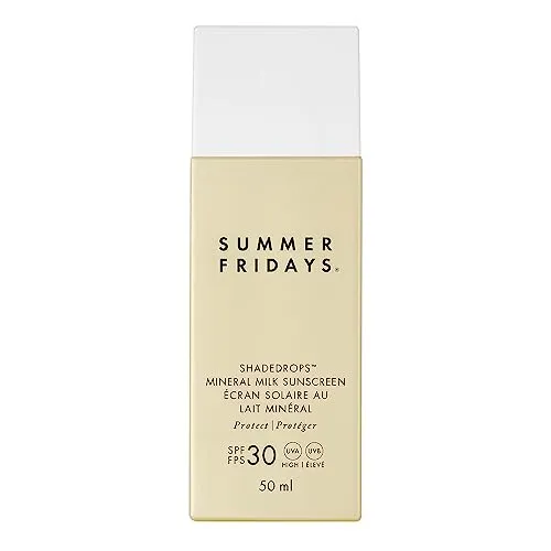 Summer Fridays ShadeDrops Broad Spectrum SPF 30 Mineral Milk Sunscreen with Zinc Oxide, Squalane, and Vitamin E - Lightweight Sunblock (1.7 Fl Oz)