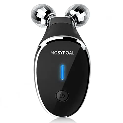 Microcurrent-Facial-Device - Skin Tightening Device, Microcurrent Facial Massager, Face Massager Roller for Face Lift, Wrinkle Removal, Anti Aging, Skin Rejuvenation, Glossy Black