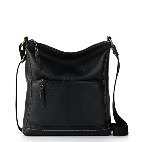 The Sak Womens Iris Crossbody in Leather Casual Purse With Adjustable Strap Zipper Pockets, Black, One Size US