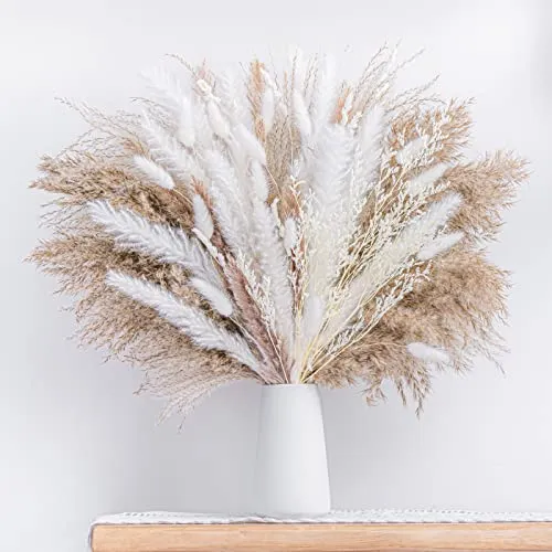 96PCS Natural Dried Pampas Grass Bouquet,Boho Replica Luxury Handbag Decor Bouquet, Phragmites Dried Flowers,Bouquet for Wedding Floral Arrangements Replica Luxury Handbag Decorations