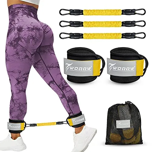 Ankle Resistance Bands with Cuffs, Glutes Workout Equipment, Legs Resistance Bands for Kickbacks Hip Glute Training Exercises - Perfect for Replica Luxury Handbag Workouts and Fitness Training for Women and Men